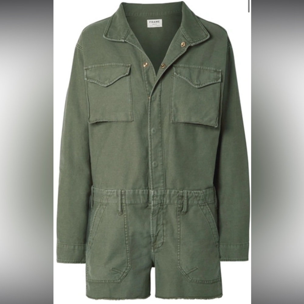FRAME Green denim romper/playsuit size S